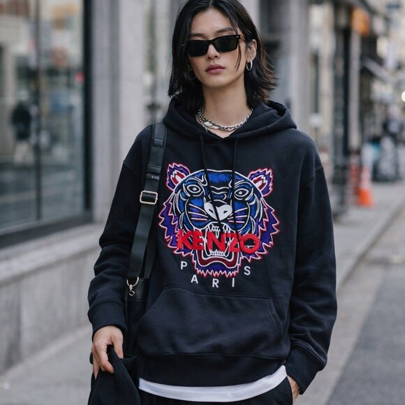 Kenzo Tops - Kenzo Black Tiger Hoodie